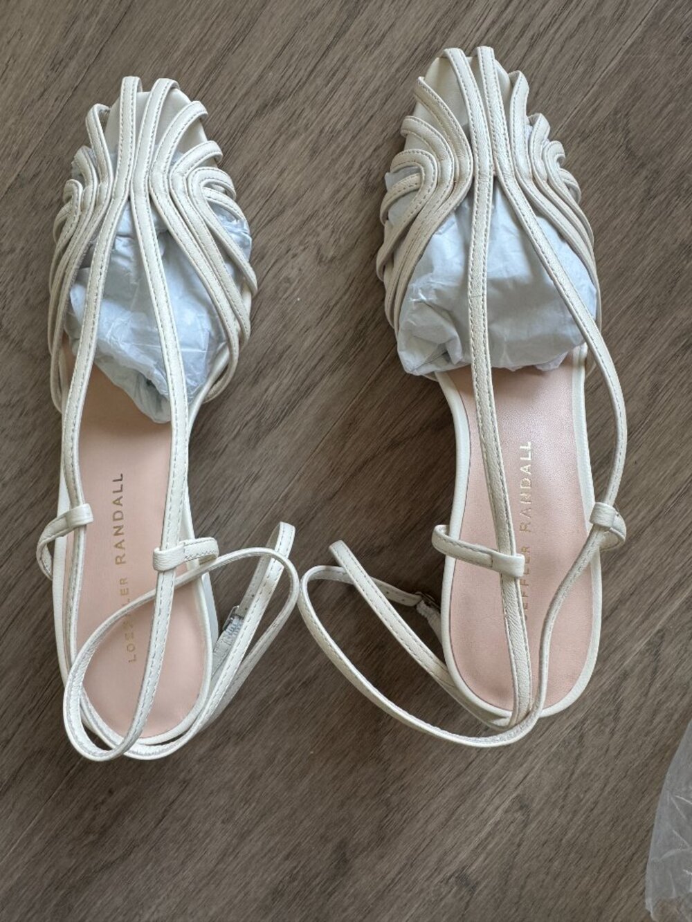 NEW Loeffler Randall size 7 Priscilla Cream Heeled Sandal